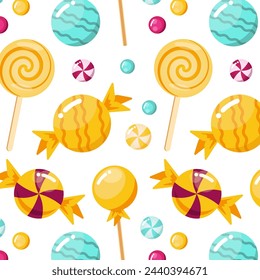 Sweet candy pattern on a white background for print, wall art, wallpaper, books, website and decoration