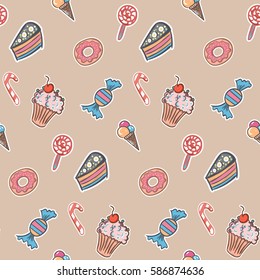 Sweet candy pattern seamless pink background