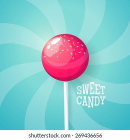 Sweet Candy. Pink Lollipop Vector Illustration