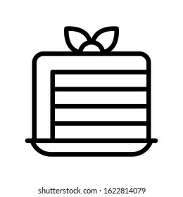 sweet and candy related cake with cherry in plates vector in lineal style,