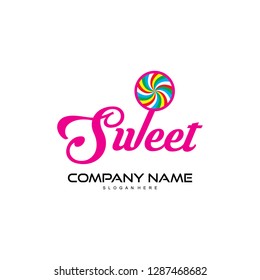 sweet or candy shop logo design vector