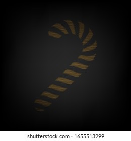 süßes Süßigkeitszeichen. Icon als Gitter der kleinen orangefarbenen Glühbirne in der Dunkelheit. Illustration.