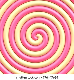 Sweet candy spiral background. Pink and cream lollipop background.