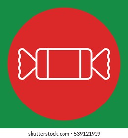 sweet candy sugar line white icon in red circle