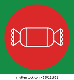 sweet candy sugar line white icon in red circle
