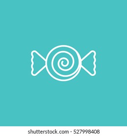 sweet candy sugar lollipop peppermint mint line icon blue and white