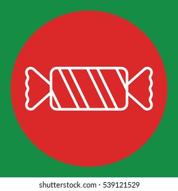 sweet candy sugar lollipop peppermint mint line white icon in red circle
