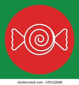 sweet candy sugar lollipop peppermint mint line white icon in red circle