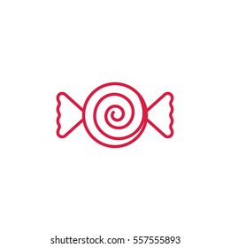 sweet candy sugar lollipop peppermint mint line icon red and white