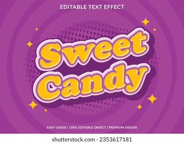 sweet candy text effect template design with 3d style use for business brand and logo