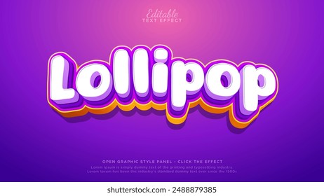 Sweet candy text headline, Lollipop editable text effect