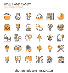 Sweet and Candy , Thin Line and Pixel Perfect Icons
