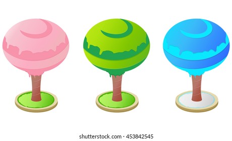 Sweet Candy Trees isolated on white background