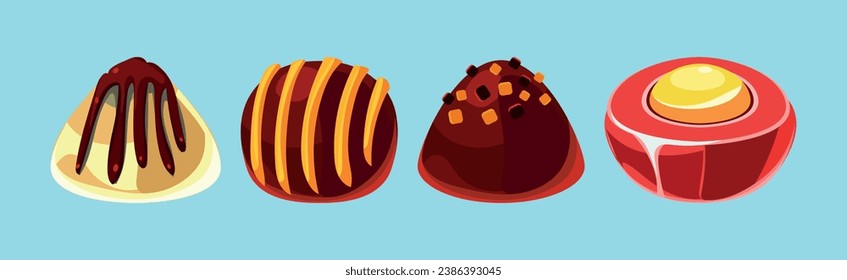 Sweet and Candy as Ui Game Element on Blue Background Vector Set