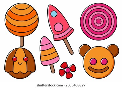 Un dulce Arte vectorial de caramelo en ilustración de fondo de arte blanco.
