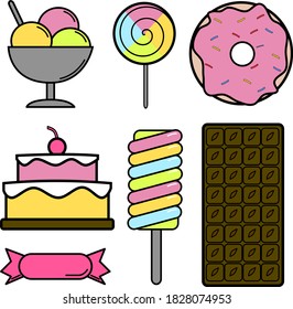 Sweet candy vector illustrations colorful