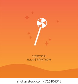 Sweet candy vector silhouette icon on gradient background. Halloween autumn flat illustration