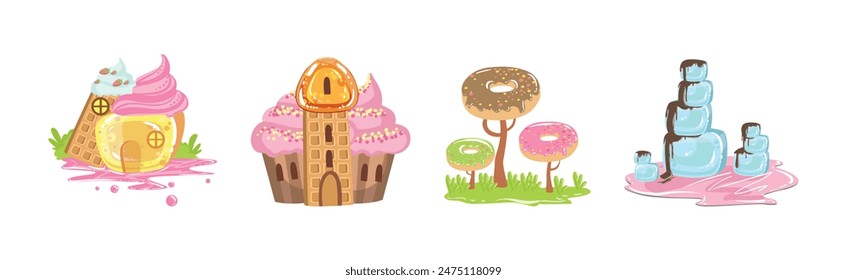 Sweet Candy Wonderland and Forest Object Vector Set