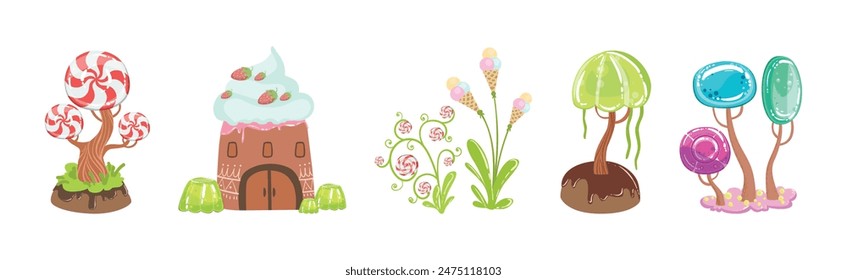 Sweet Candy Wonderland and Forest Object Vector Set