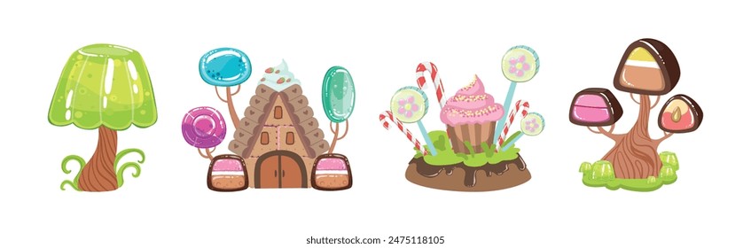 Sweet Candy Wonderland and Forest Object Vector Set