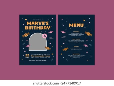 **Sweet Candynies Birthday Invitation Template**_ is clean, modern, simply style, and moreover it’s friendly use. It’s Quick And Easy to use to save your time.