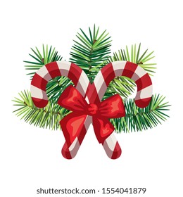 sweet canes christmas with decoration isolated icon vector illustration design