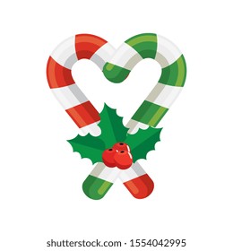 sweet canes christmas isolated icon vector illustration design