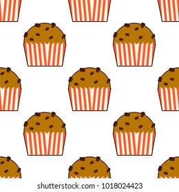 Sweet cape cakes seamless pattern on white background. Flat vector illustration EPS