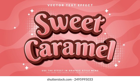 Sweet Caramel 3d Cartoon editable text effect template style premium vector