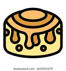 Molho de caramelo doce fluindo sobre um bolo de esponja recém-assado, criando uma sobremesa tentadora
