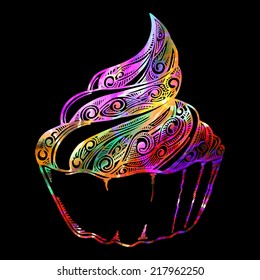 Sweet card with cupcake made in vector