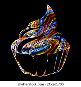 Sweet card with cupcake made in vector