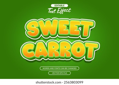 Sweet carrot editable text effect with green background 