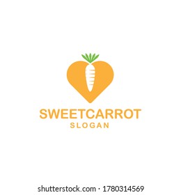 Sweet carrot vegetables logo design vector. Illustration of loving carrot vegetables