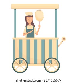 Sweet Cart Food Icon Cartoon Vector. Street Machine. Cotton Candy