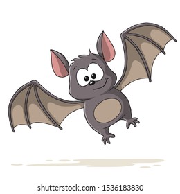 Sweet cartoon bat Hand drawn vector illustration with separate layers.