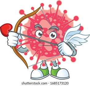 Sweet cartoon character of coronavirus emergency Cupid with arrow and wings