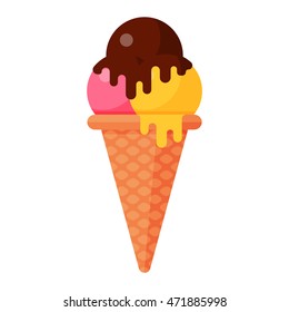 Sweet cartoon cold ice cream and tasty cartoon frozen icecream vector delicious