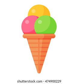 Sweet cartoon cold ice cream and tasty cartoon frozen icecream vector delicious