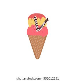 Sweet cartoon cold icecream and tasty cartoon frozen icecream vector delicious