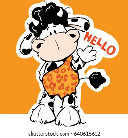 Sweet cartoon cow funny vector illustration/character design/fashion graphic/T-shirt graphics