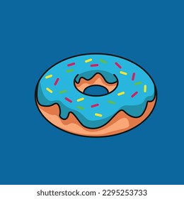 Sweet cartoon donut with shadow