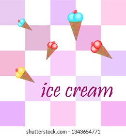 Sweet cartoon ice cream. Vector colorful ice creams.