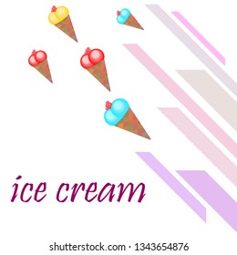 Sweet cartoon ice cream. Vector colorful ice creams.