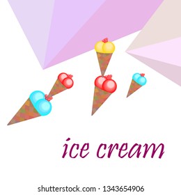 Sweet cartoon ice cream. Vector colorful ice creams.