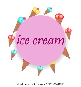 Sweet cartoon ice cream. Vector colorful ice creams.