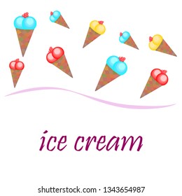 Sweet cartoon ice cream. Vector colorful ice creams.