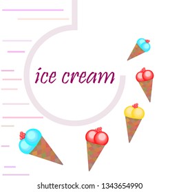 Sweet cartoon ice cream. Vector colorful ice creams.