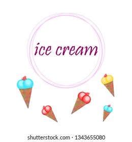 Sweet cartoon ice cream. Vector colorful ice creams.