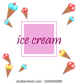 Sweet cartoon ice cream. Vector colorful ice creams.